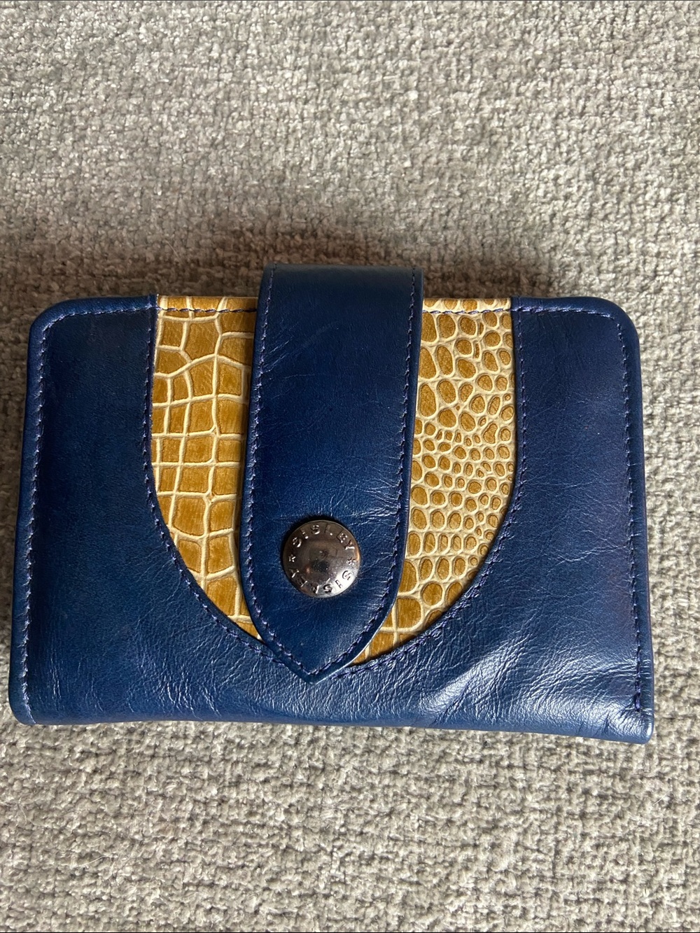 Sisley Blue and Mustard Leather Card Holder